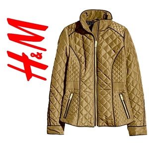 H&M Army Green Quilted Jacket Sz 8